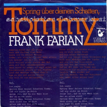 Frank Farian - Spring ber deinen Schatten Tommy